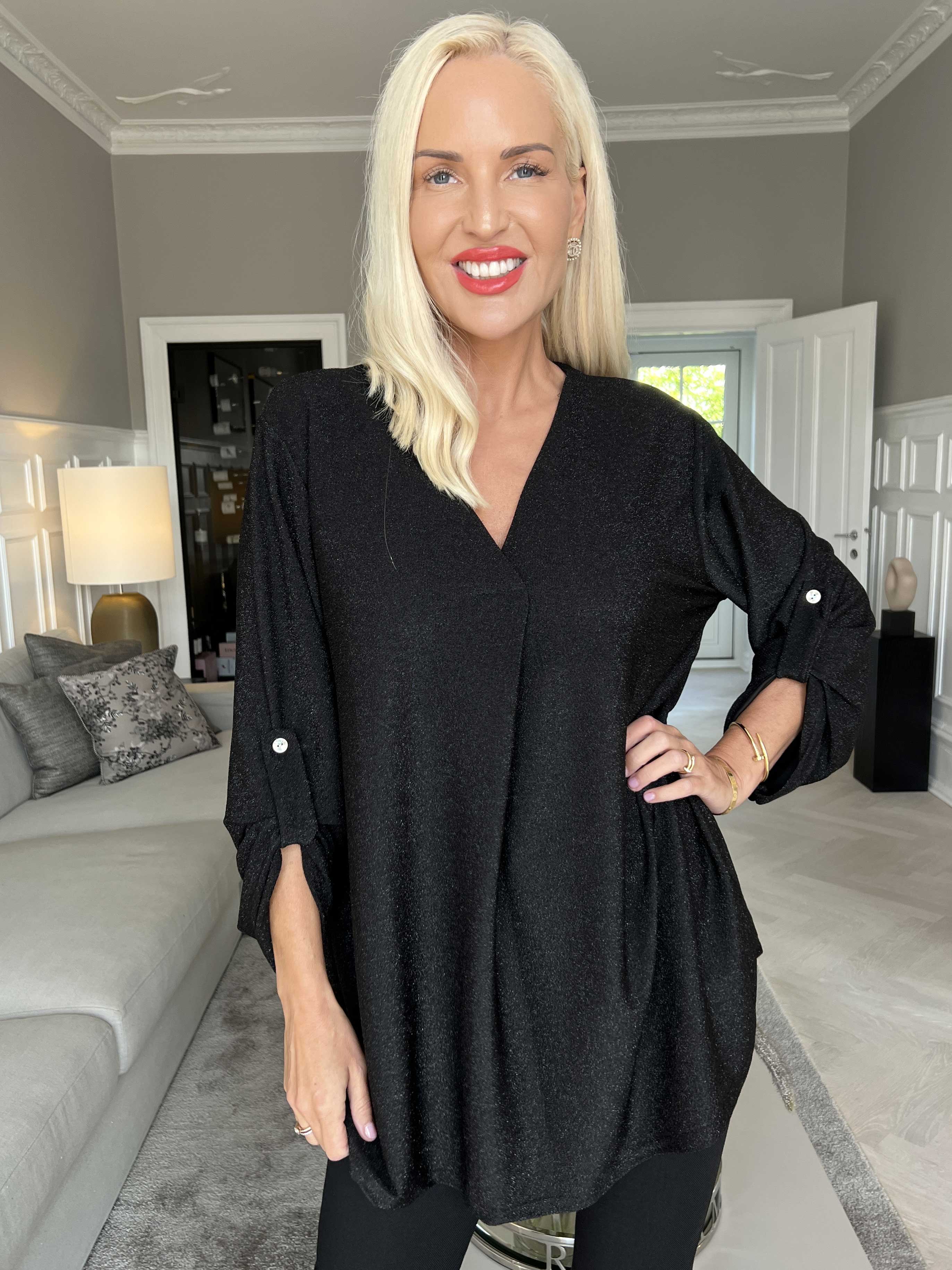 Larna Glitter - Tunika med glimmertråde og v-udskæring